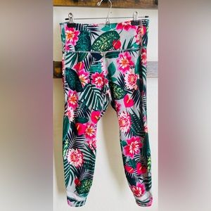 Old Navy Active Go Dry Leggings Workout Athletic Pants Tropical Floral Yoga L